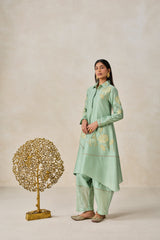 Chanderi Assymmetrical Kurta With Pant Set