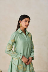Chanderi Assymmetrical Kurta With Pant Set