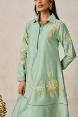 Chanderi Assymmetrical Kurta With Pant Set