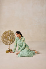 Chanderi Assymmetrical Kurta With Pant Set
