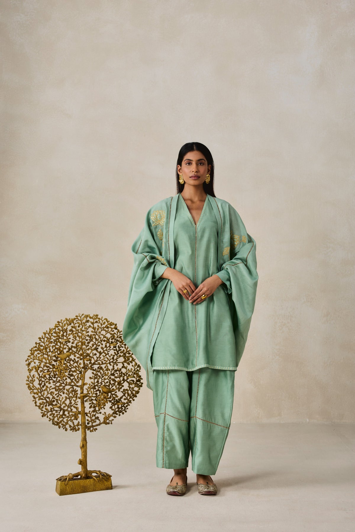 Chanderi Jacket Style Kurta With Salwar Set