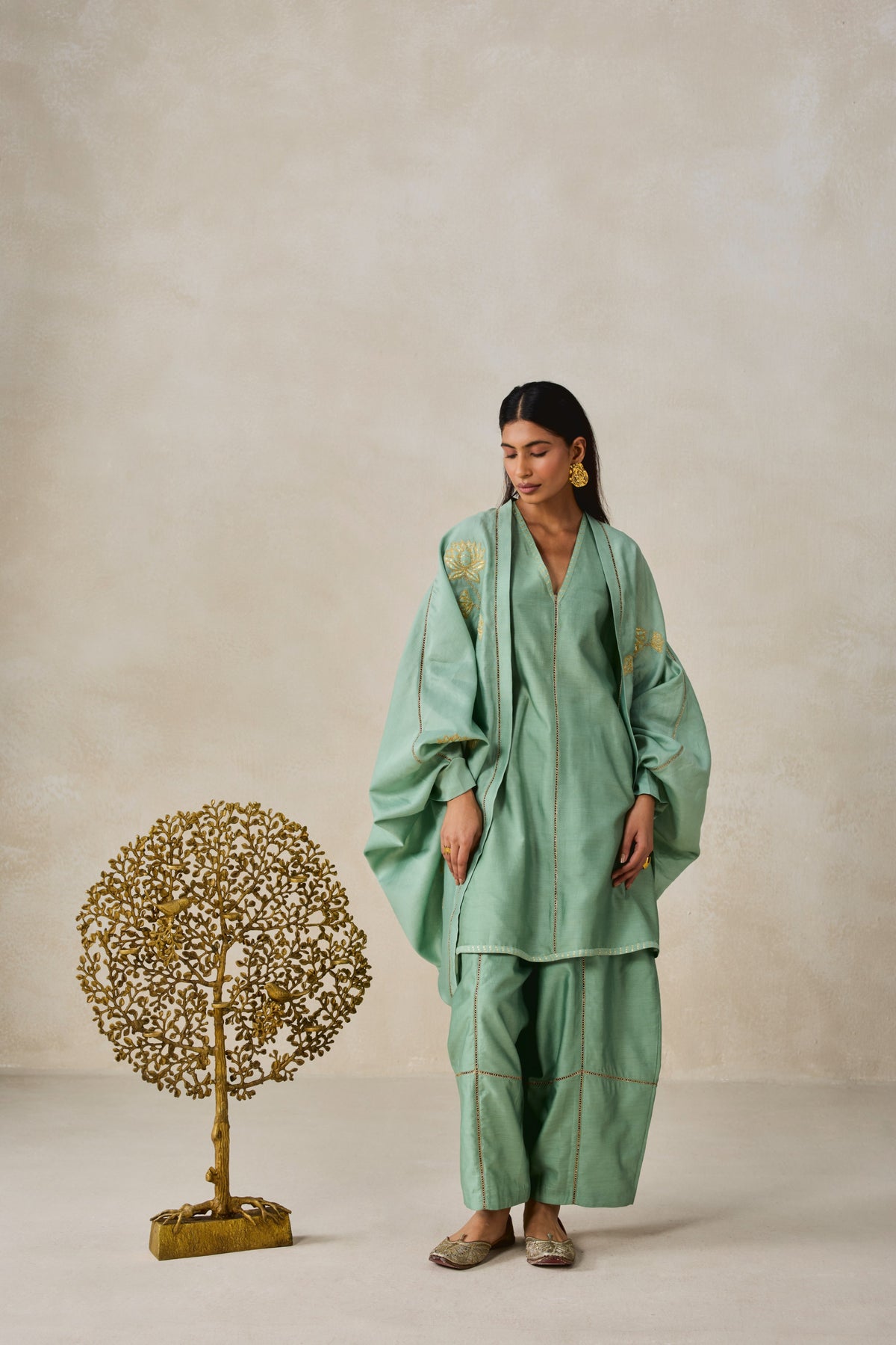 Chanderi Jacket Style Kurta With Salwar Set