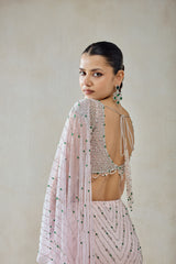 Baby Pink Draped Saree Set