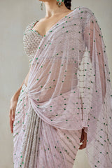 Baby Pink Draped Saree Set