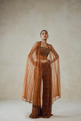 Copper Cape With Sharara Set