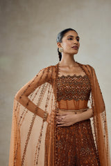 Copper Cape With Sharara Set