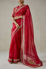 Organza Red Saree Set