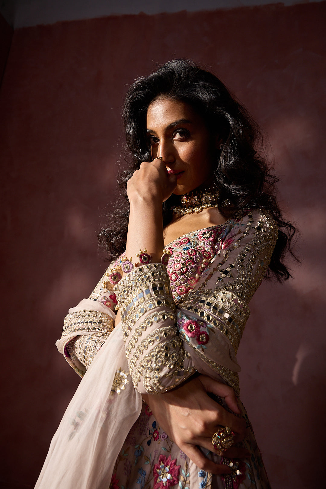 DUSTY PINK ORGANZA LEHENGA SET