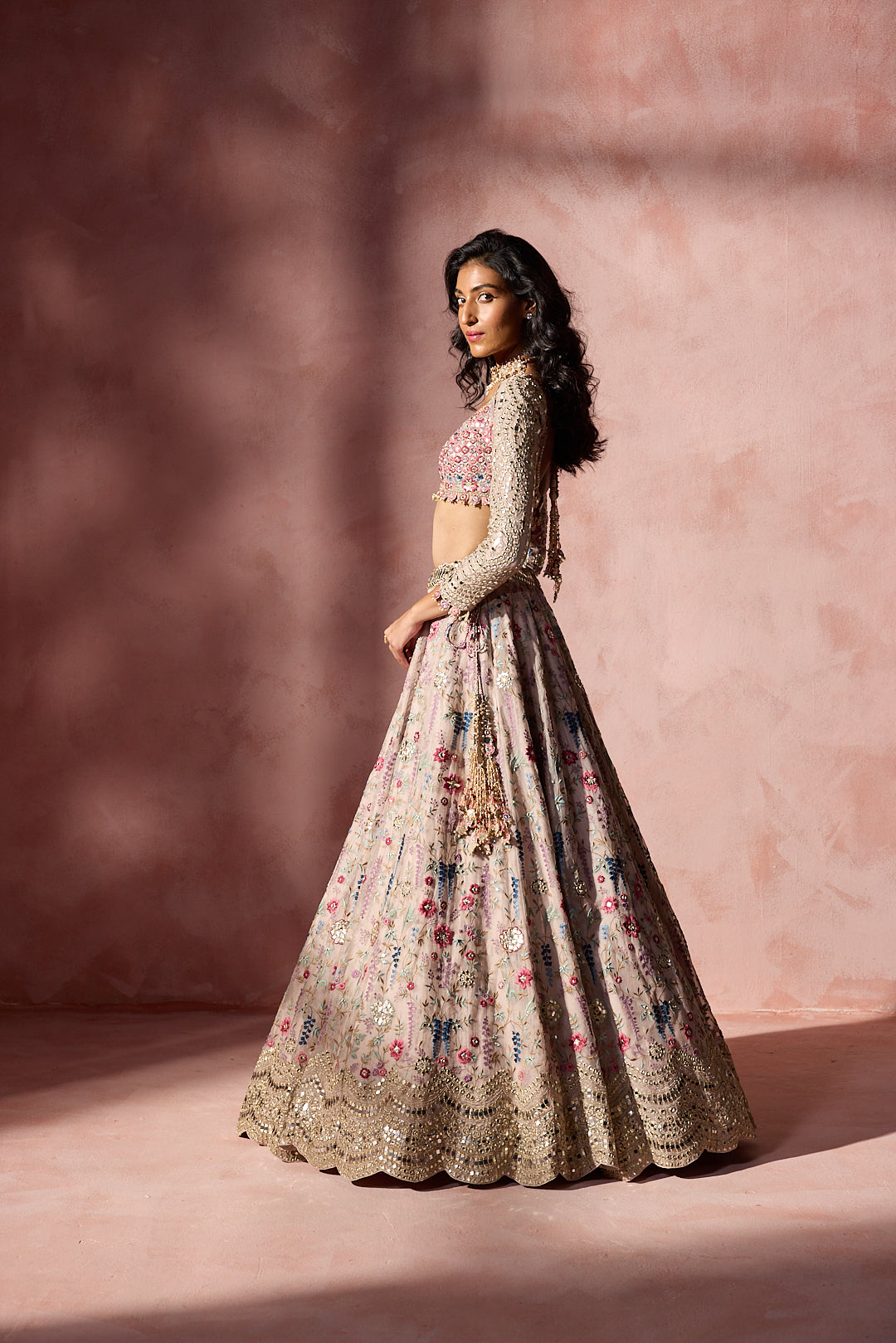DUSTY PINK ORGANZA LEHENGA SET