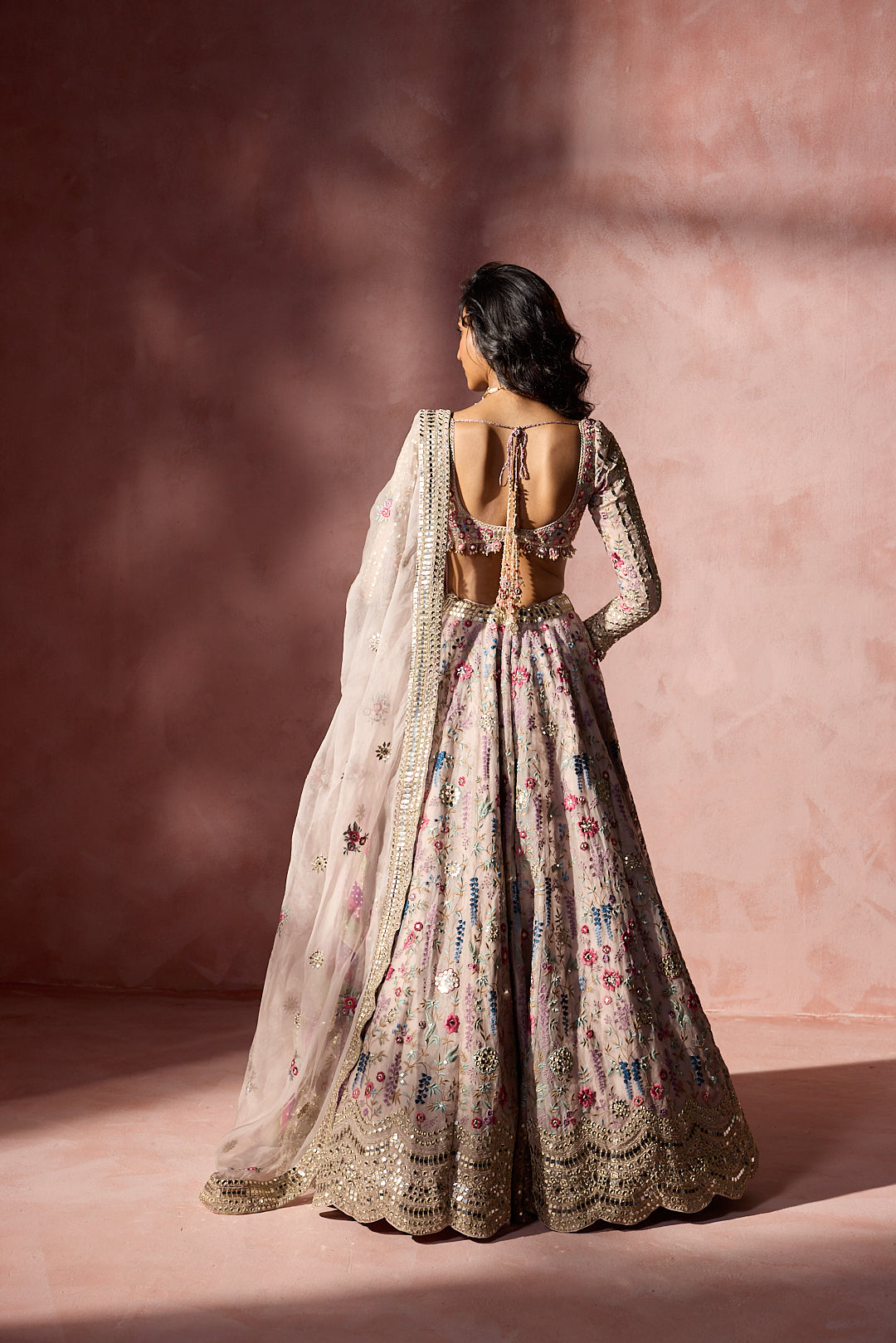 DUSTY PINK ORGANZA LEHENGA SET