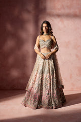 ROSE PINK OMBRE MIRROR WORK LEHENGA SET