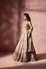 ROSE PINK OMBRE MIRROR WORK LEHENGA SET