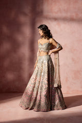 ROSE PINK OMBRE MIRROR WORK LEHENGA SET