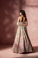 ROSE PINK OMBRE MIRROR WORK LEHENGA SET