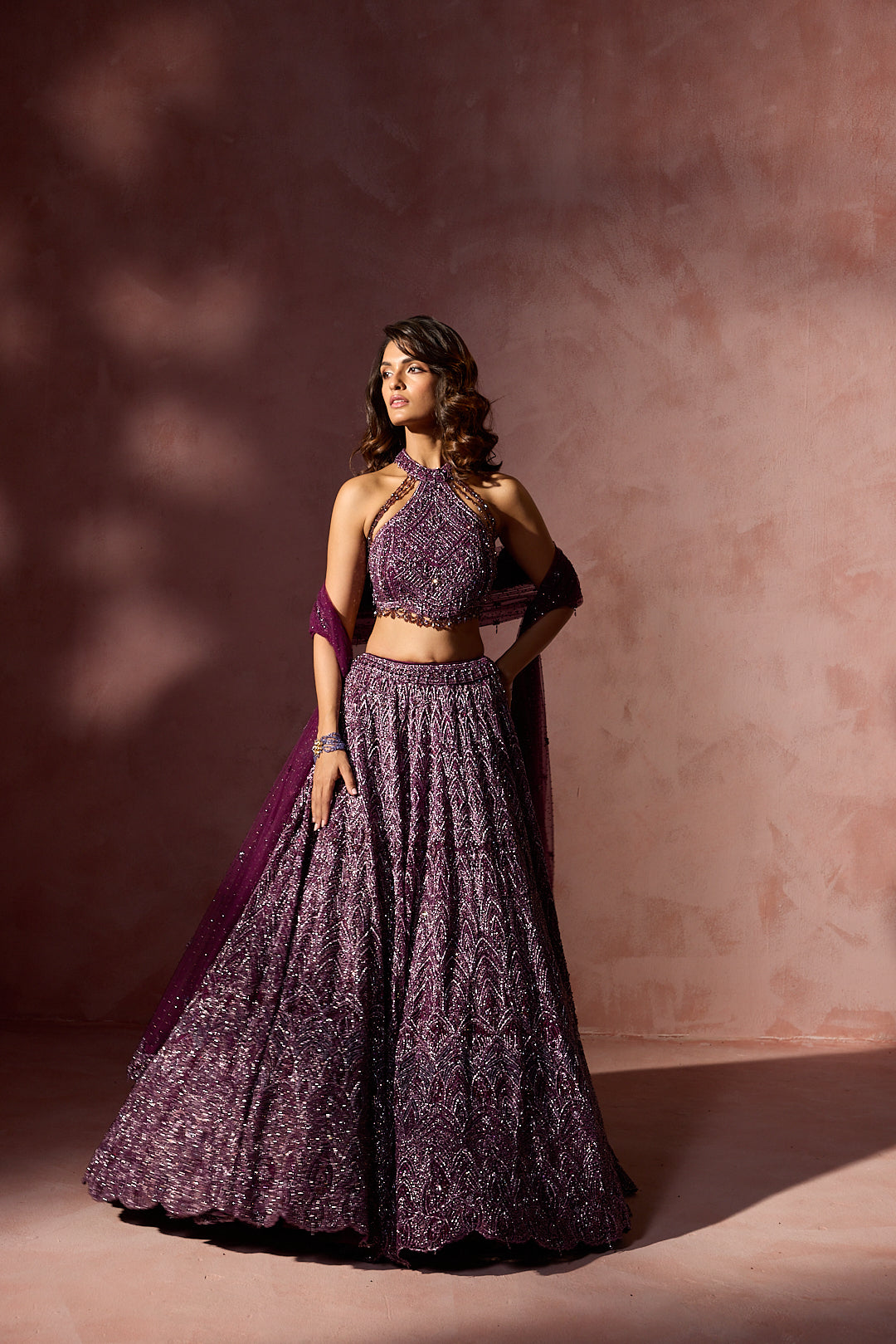 WINE NET LEHENGA SET