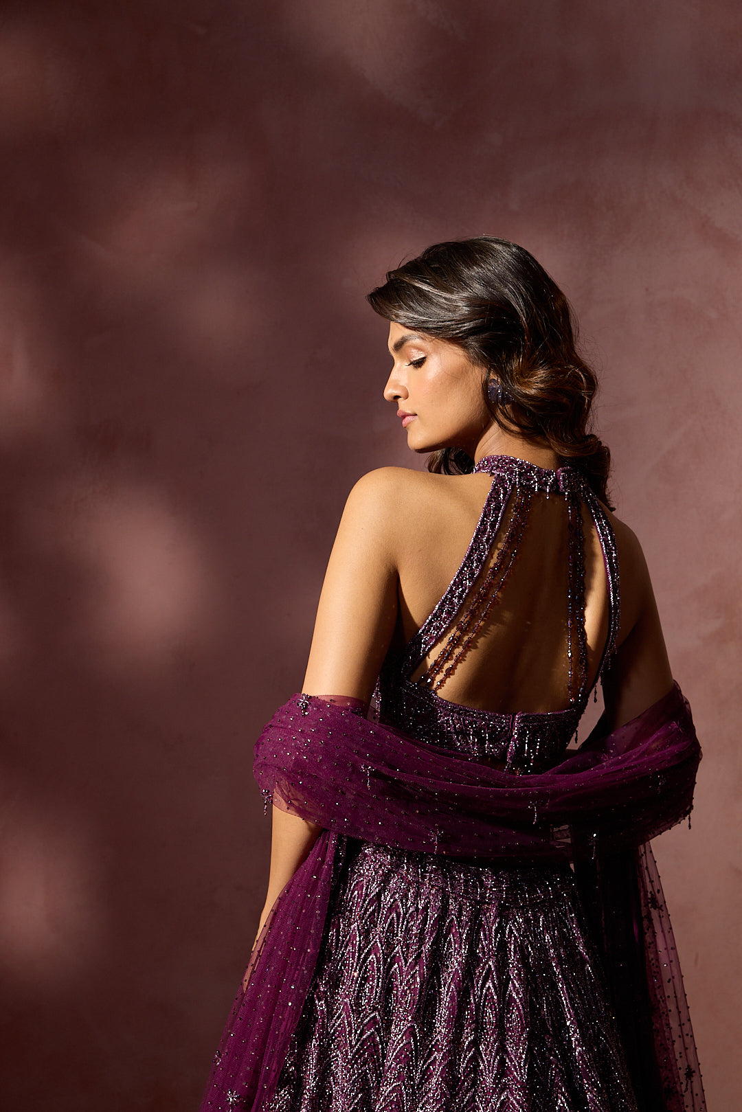 WINE NET LEHENGA SET