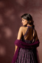 WINE NET LEHENGA SET