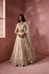 IVORY ORGANZA LEHENGA SET