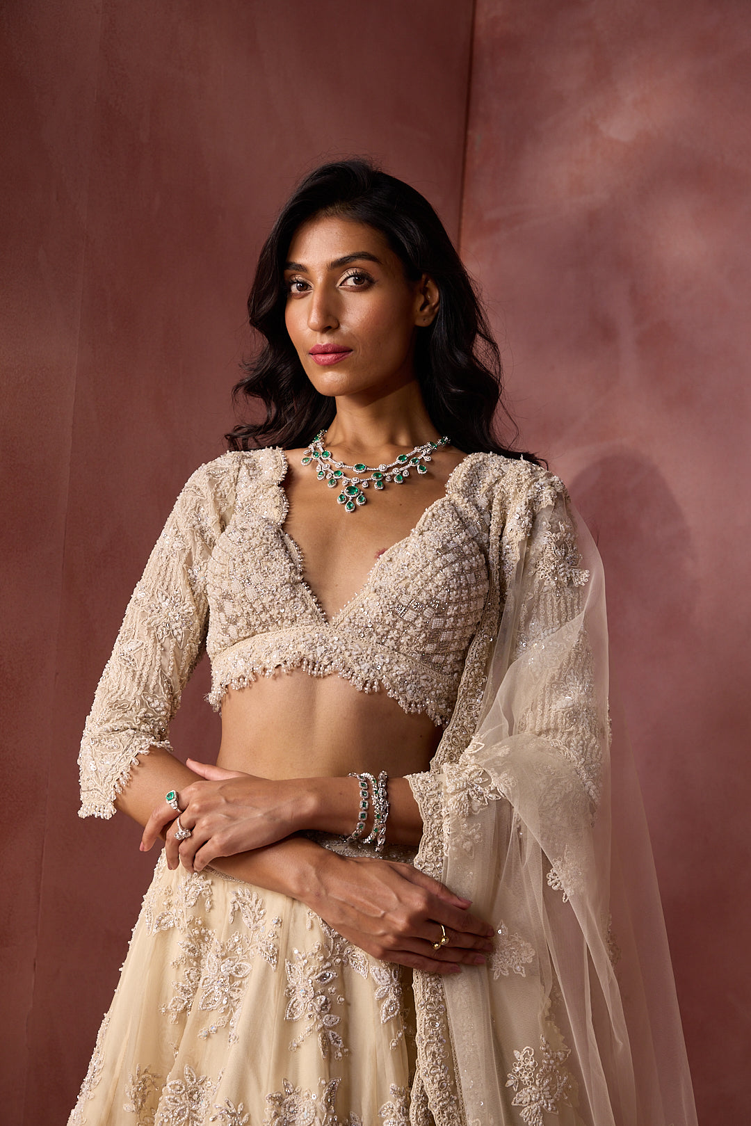 IVORY ORGANZA LEHENGA SET