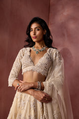 IVORY ORGANZA LEHENGA SET
