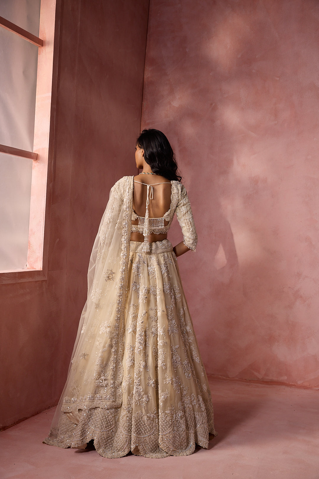 IVORY ORGANZA LEHENGA SET