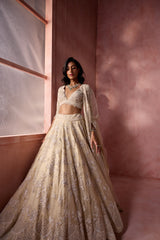 IVORY ORGANZA LEHENGA SET