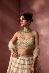CREAM ORGANZA LEHENGA SET