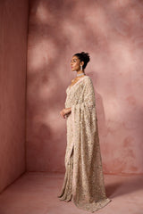 BLUSH PINK NET SAREE SET