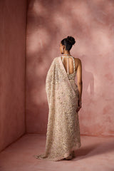 BLUSH PINK NET SAREE SET