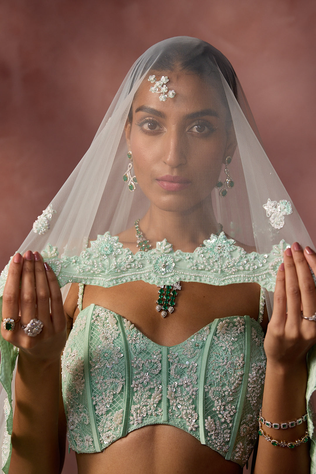 MINT GREEN NET LEHENGA SET