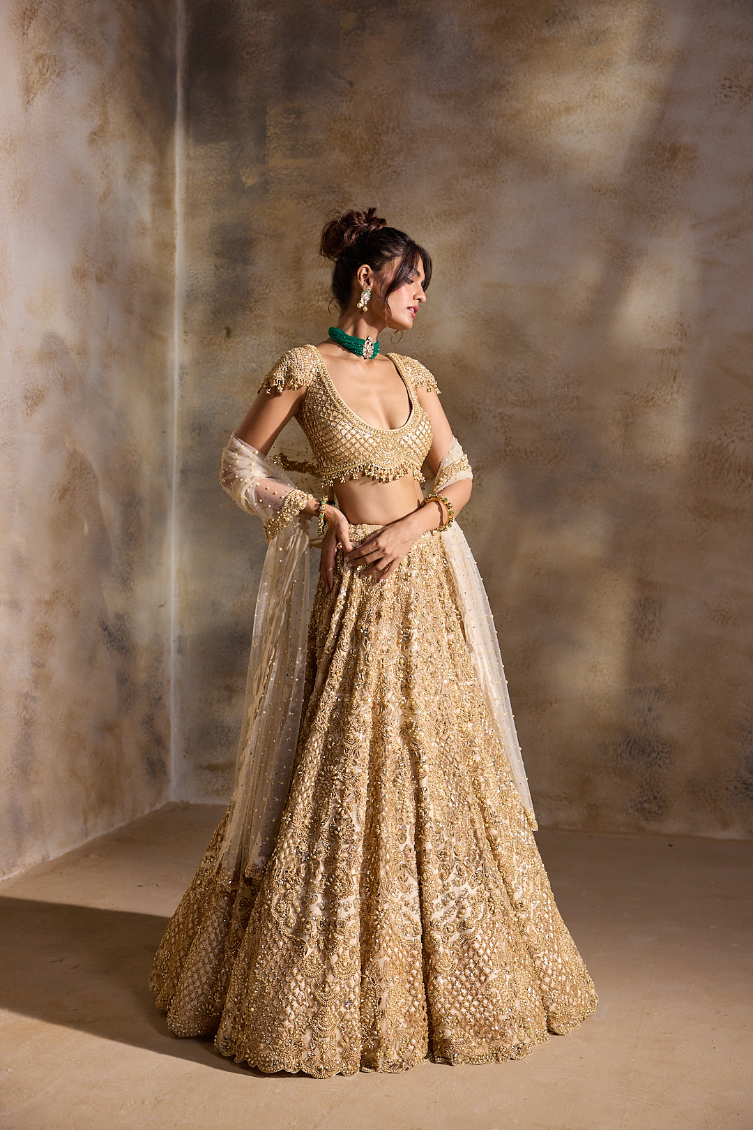 GOLD CUTWORK LEHENGA SET