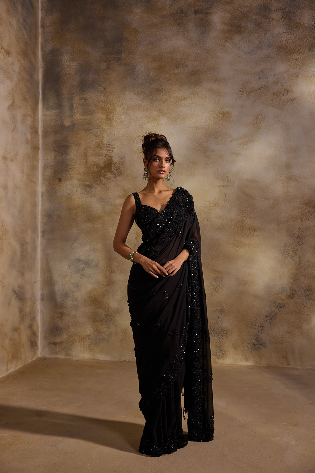 BLACK GEORGETTE SAREE