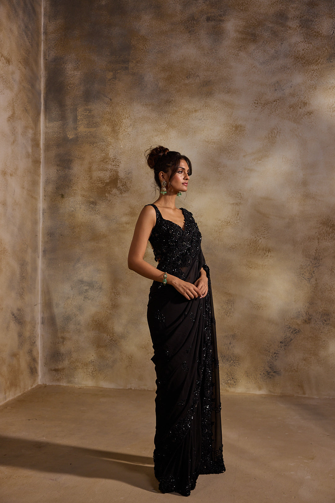 BLACK GEORGETTE SAREE