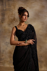 BLACK GEORGETTE SAREE