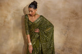 OLIVE GREEN SAREE BLOUSE