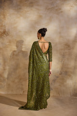 OLIVE GREEN SAREE BLOUSE