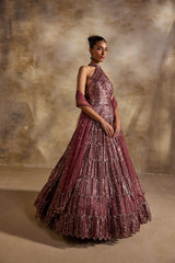 OLD ROSE GOWN AND DUPATTA SET