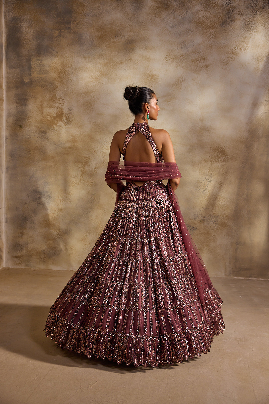 OLD ROSE GOWN AND DUPATTA SET