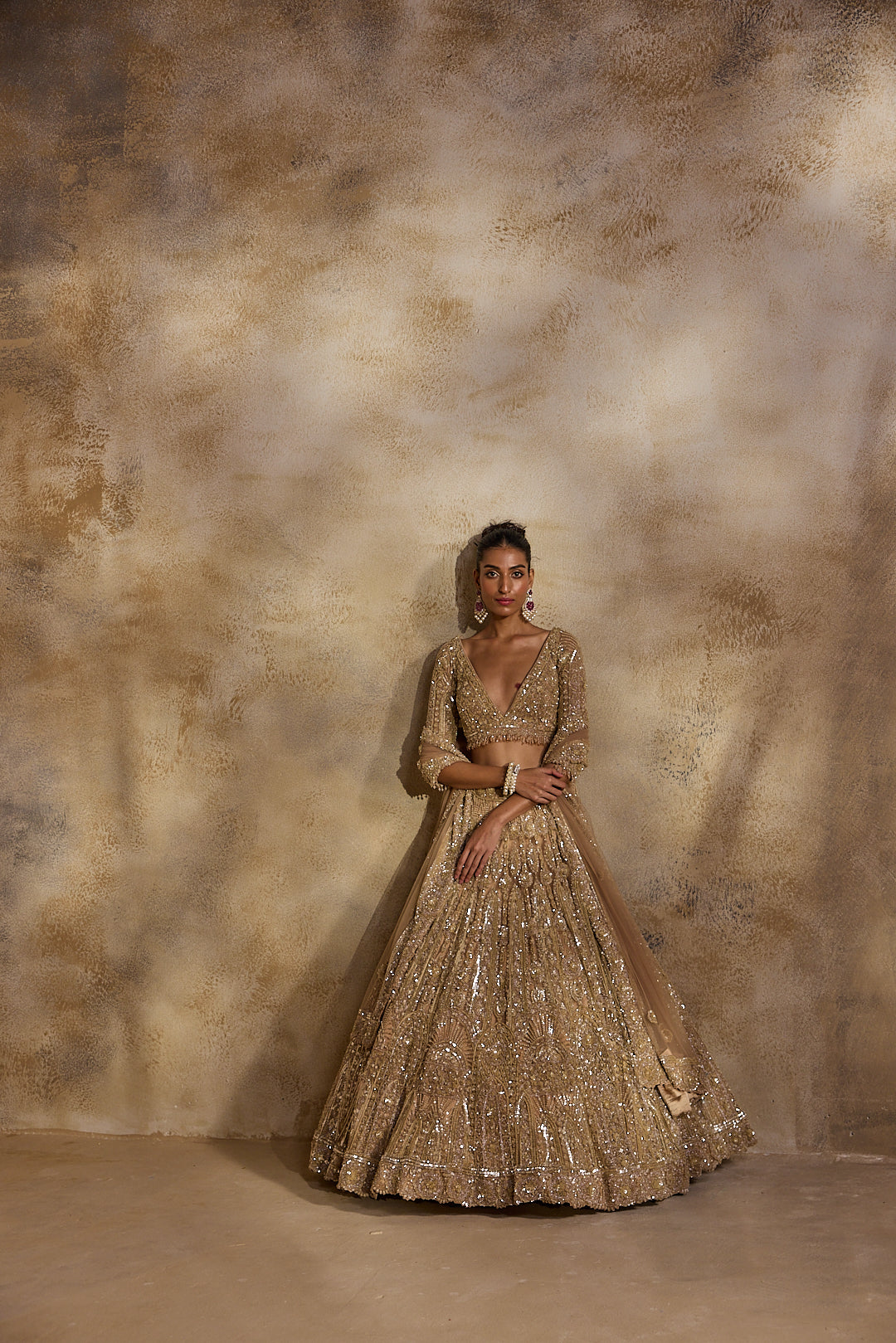 CHAMPAGNE GOLD LEHENGA CHOLI DUPATTA