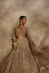 CHAMPAGNE GOLD LEHENGA CHOLI DUPATTA
