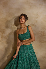 FOREST GREEN LEHENGA CHOLI DUPATTA