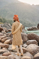 Beige Zardozi Sherwani Set