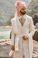 Ivory Resham Sherwani Set