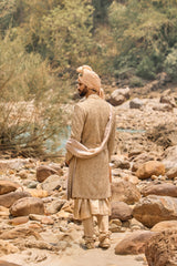 Fawn Angrakha Sherwani Set
