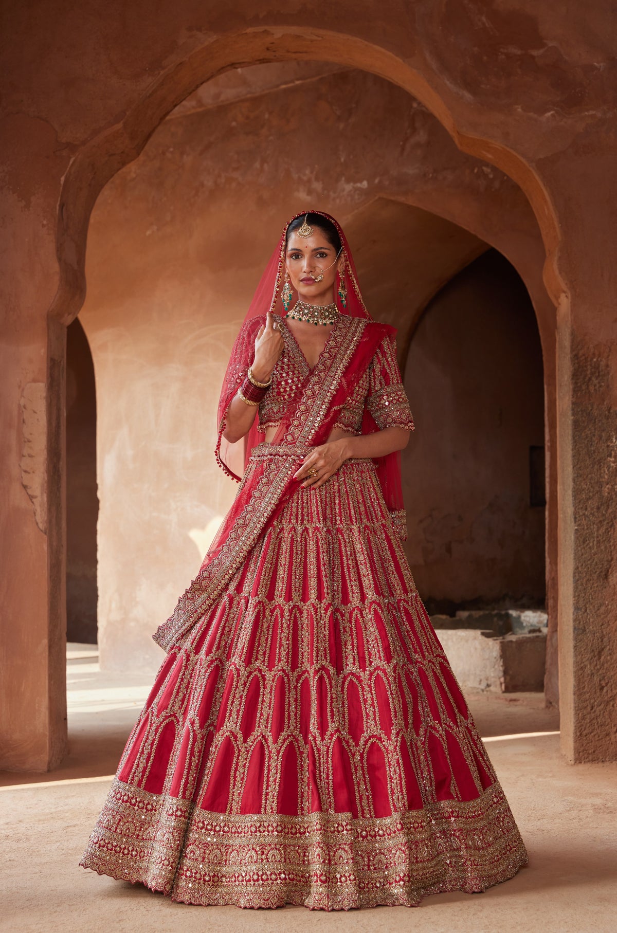 Surkh Zardozi Lehenga
