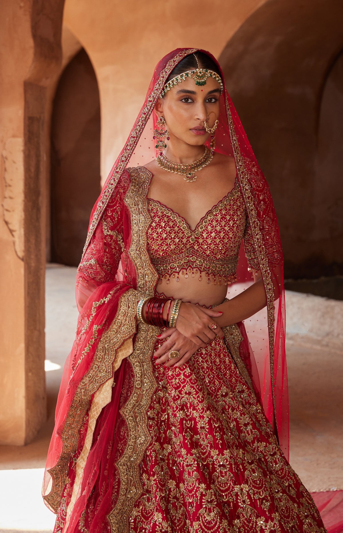 Red Jhoomar Lehenga