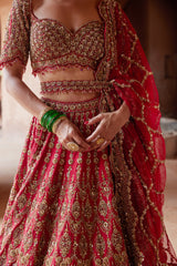 Deep Red Nagma Lehenga