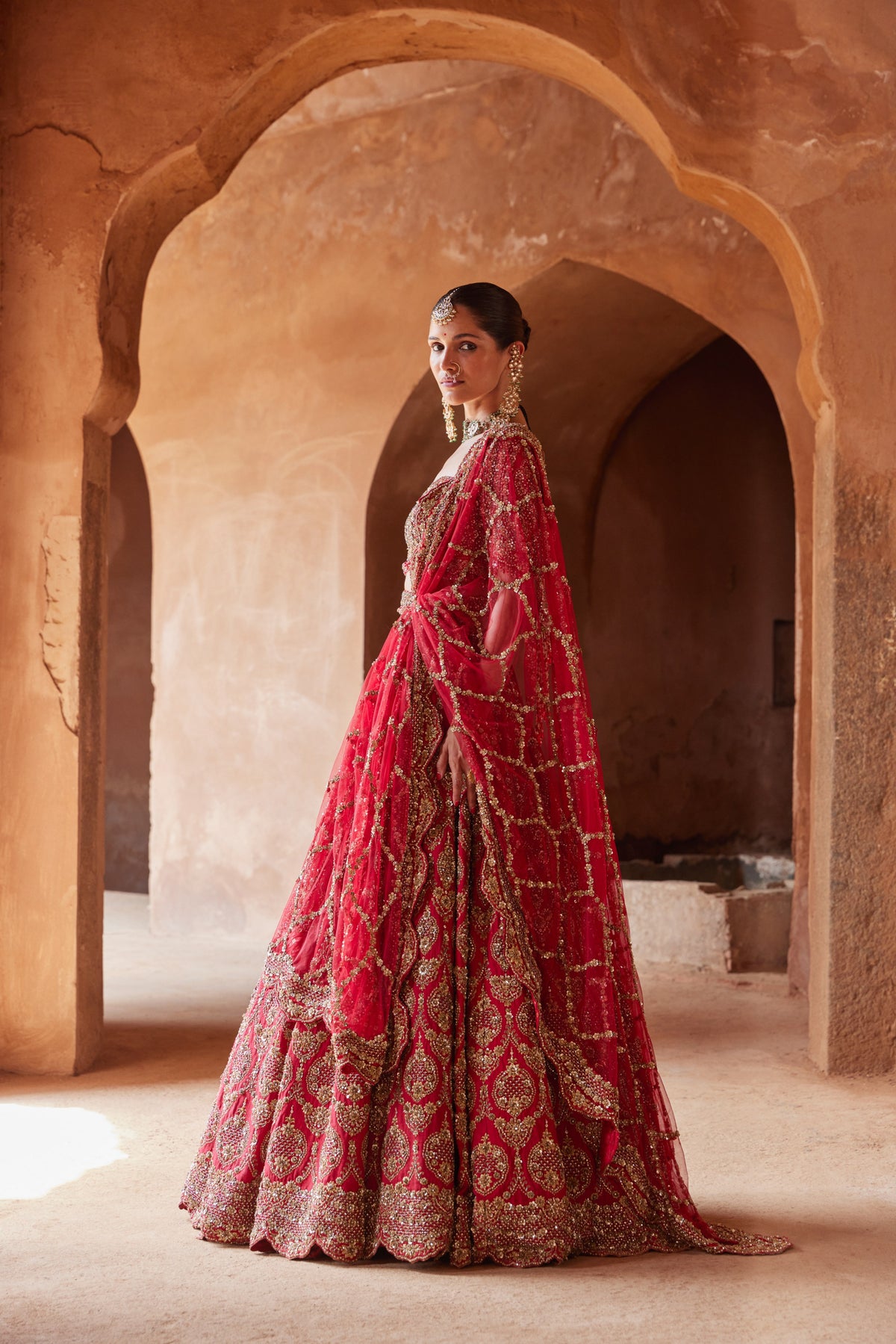 Deep Red Nagma Lehenga