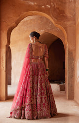Red Dabka Lehenga