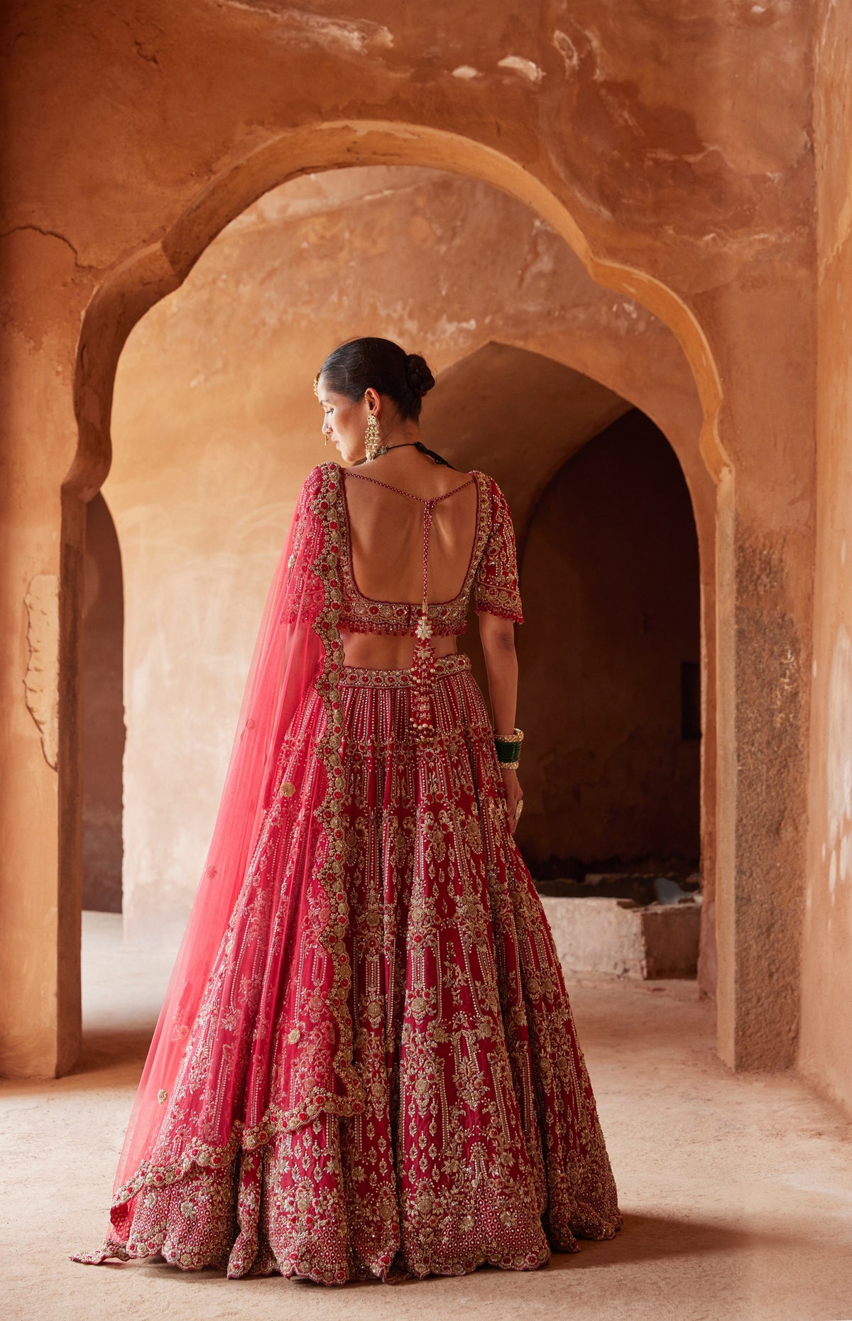 Red Dabka Lehenga